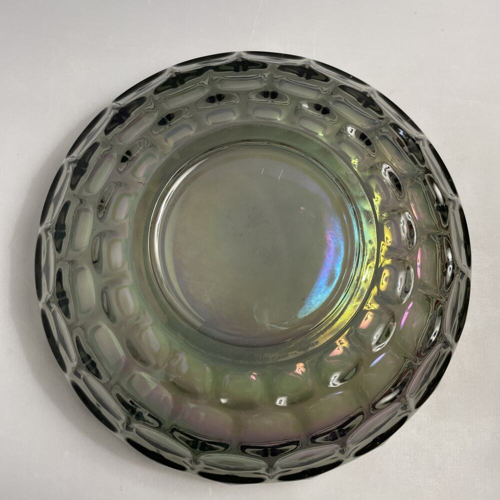 Vintage Federal Carnival Glass Bowl Colonial Smoke Yorktown Iridescent 9” - Picture 3 of 8